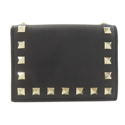 VALENTINO Rock studs Bifold Wallet with Coin Pocket Leather Ladies [Used]