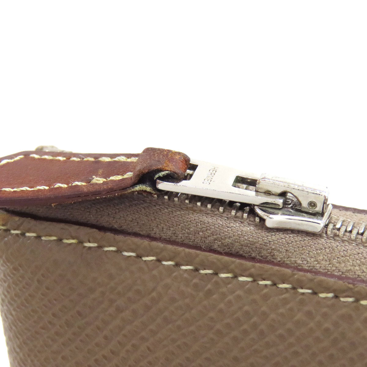 HERMES Azap Silk In Long Etoupe SilverHardware Long wallet (with coin pocket) Epsom Ladies [Used]