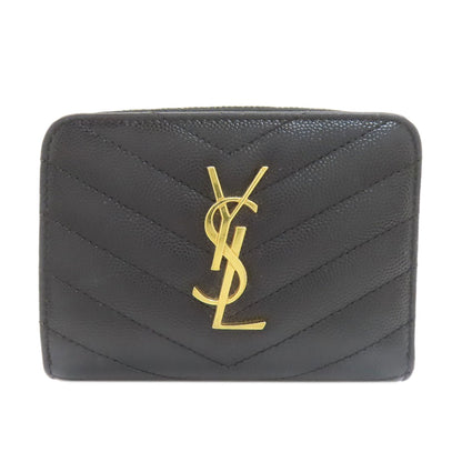 YVES SAINT LAURENT Cassandra Stitch Bifold Wallet with Coin Pocket Leather Ladies [Used]