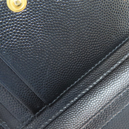 YVES SAINT LAURENT Cassandra Stitch Bifold Wallet with Coin Pocket Leather Ladies [Used]