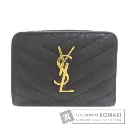 YVES SAINT LAURENT Cassandra Stitch Bifold Wallet with Coin Pocket Leather Ladies [Used]
