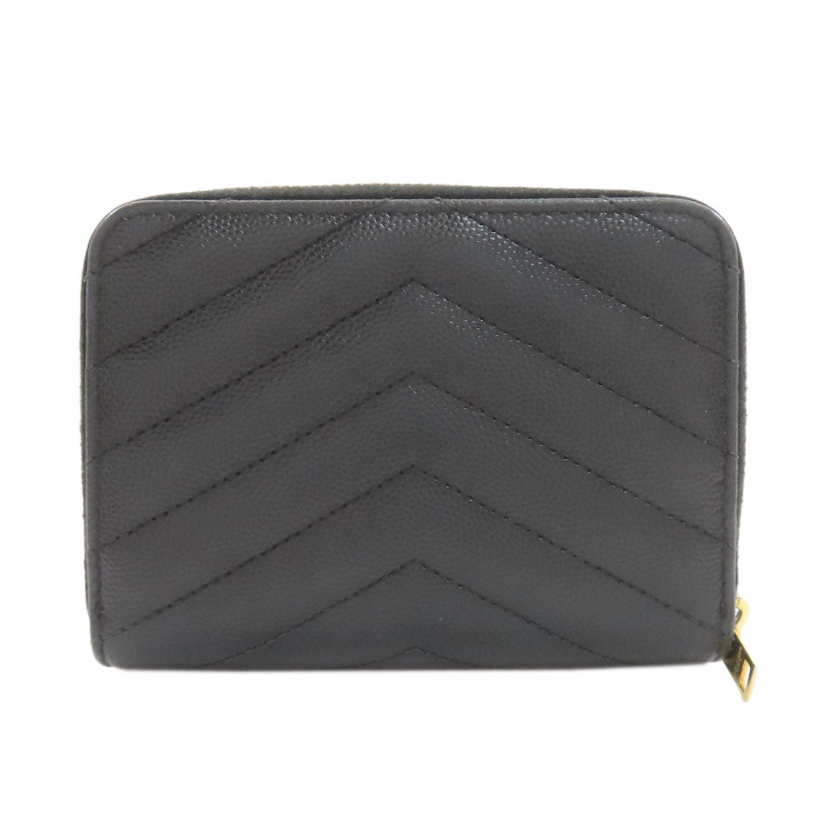 YVES SAINT LAURENT Cassandra Stitch Bifold Wallet with Coin Pocket Leather Ladies [Used]