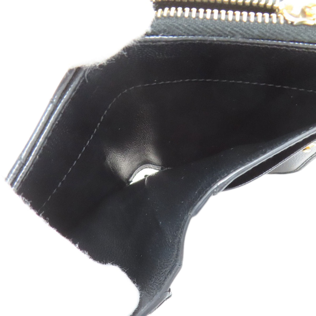 YVES SAINT LAURENT Cassandra Stitch Bifold Wallet with Coin Pocket Leather Ladies [Used]