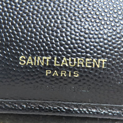 YVES SAINT LAURENT Cassandra Stitch Bifold Wallet with Coin Pocket Leather Ladies [Used]