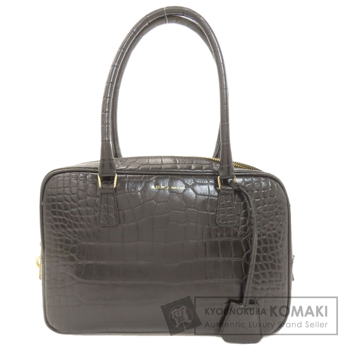 ADMJ Embossing Tote Bag Leather Ladies [Used]