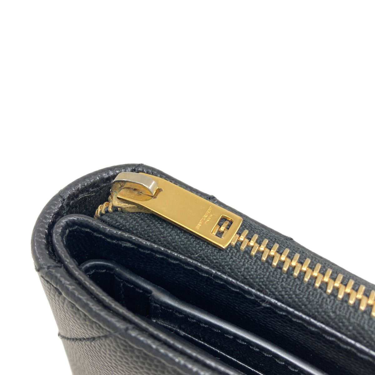 YVES SAINT LAURENT Cassandra Stitch Bifold Wallet with Coin Pocket Leather Ladies [Used]