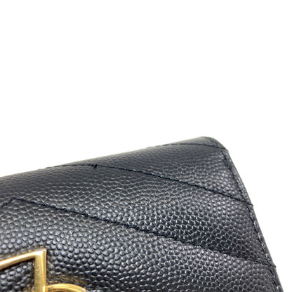 YVES SAINT LAURENT Cassandra Stitch Bifold Wallet with Coin Pocket Leather Ladies [Used]
