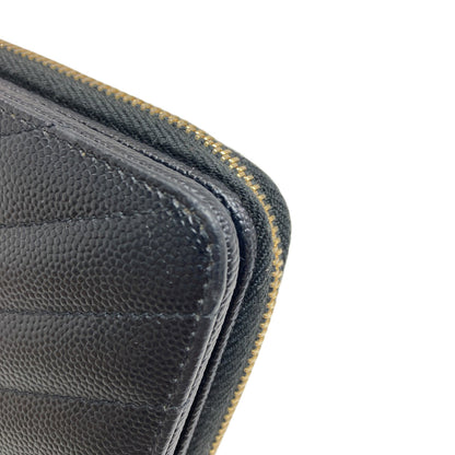 YVES SAINT LAURENT Cassandra Stitch Bifold Wallet with Coin Pocket Leather Ladies [Used]