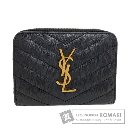 YVES SAINT LAURENT Cassandra Stitch Bifold Wallet with Coin Pocket Leather Ladies [Used]