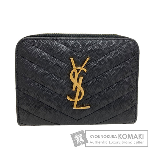 YVES SAINT LAURENT Cassandra Stitch Bifold Wallet with Coin Pocket Leather Ladies [Used]