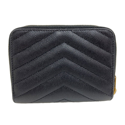 YVES SAINT LAURENT Cassandra Stitch Bifold Wallet with Coin Pocket Leather Ladies [Used]