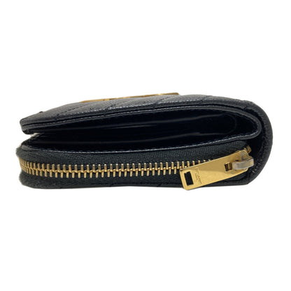 YVES SAINT LAURENT Cassandra Stitch Bifold Wallet with Coin Pocket Leather Ladies [Used]