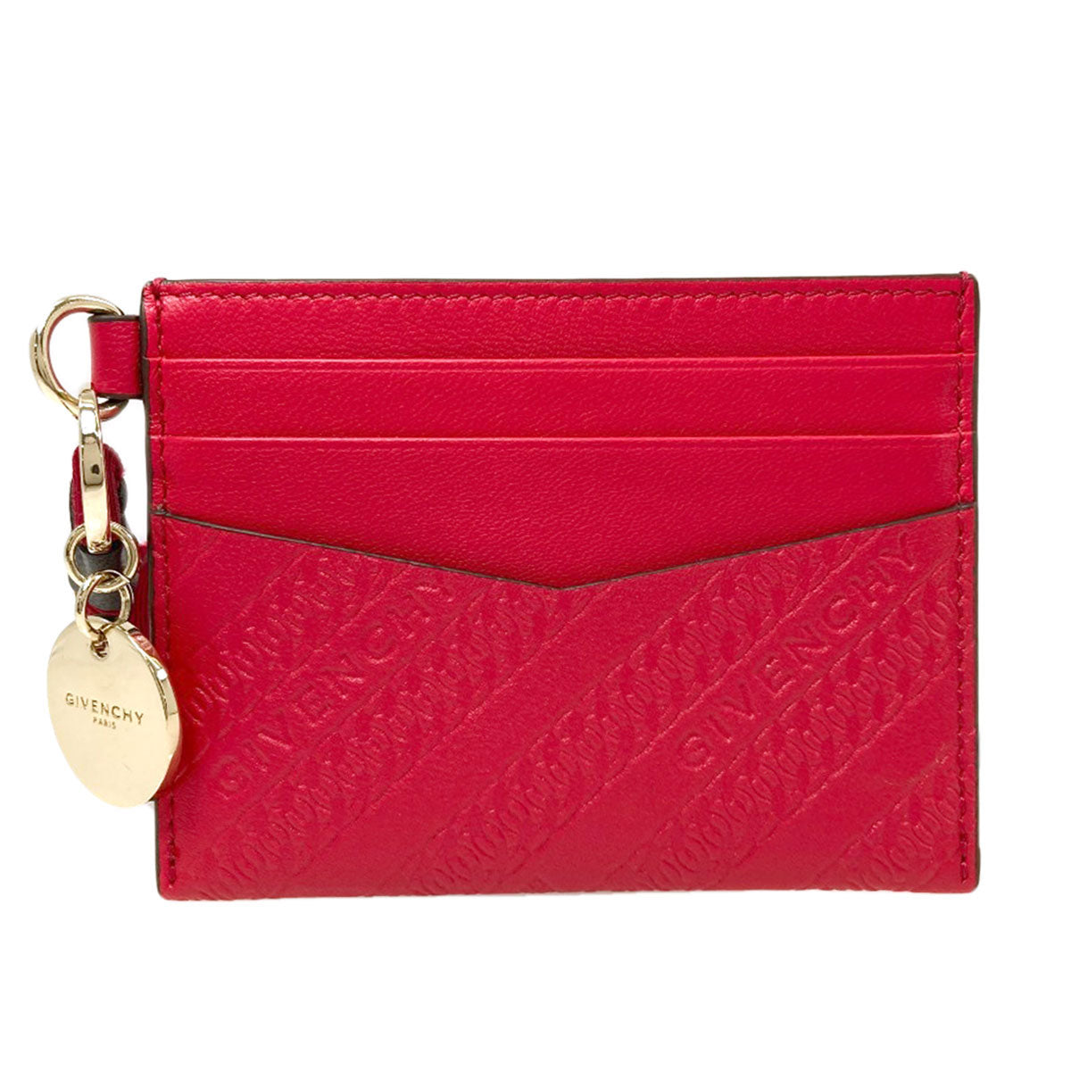 GIVENCHY Card holder, logo charm, ribbon Card Case Calf Ladies [Used]