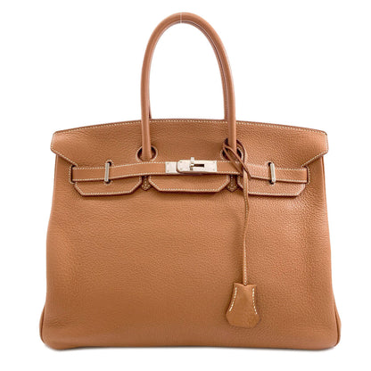 HERMES Birkin 35 Gold SilverHardware Handbag Taurillon Clemence Ladies [Used]