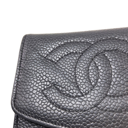 CHANEL COCO Mark Stitch GoldHardware coin purse Grained Calfskin Skin Ladies [Used]