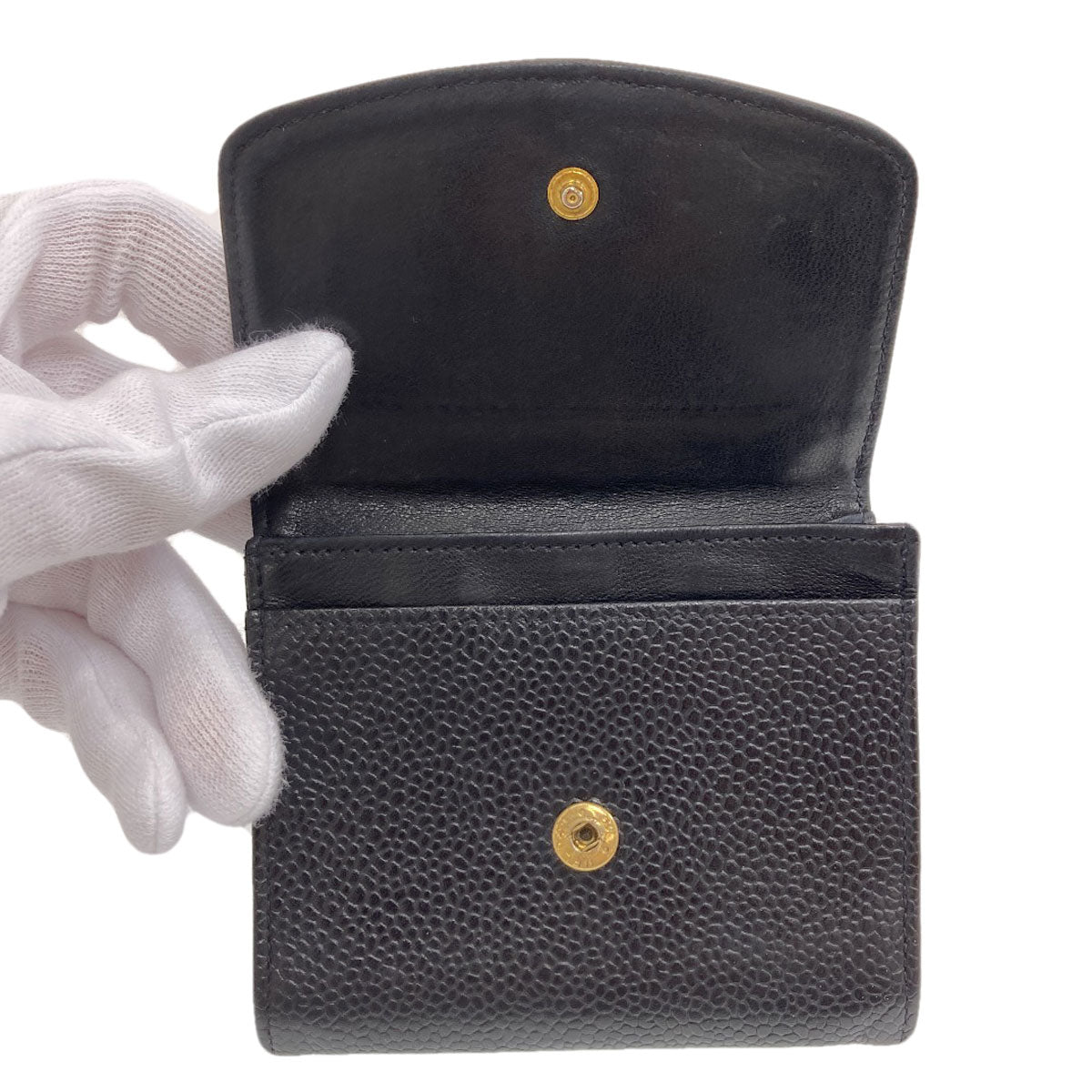CHANEL COCO Mark Stitch GoldHardware coin purse Grained Calfskin Skin Ladies [Used]