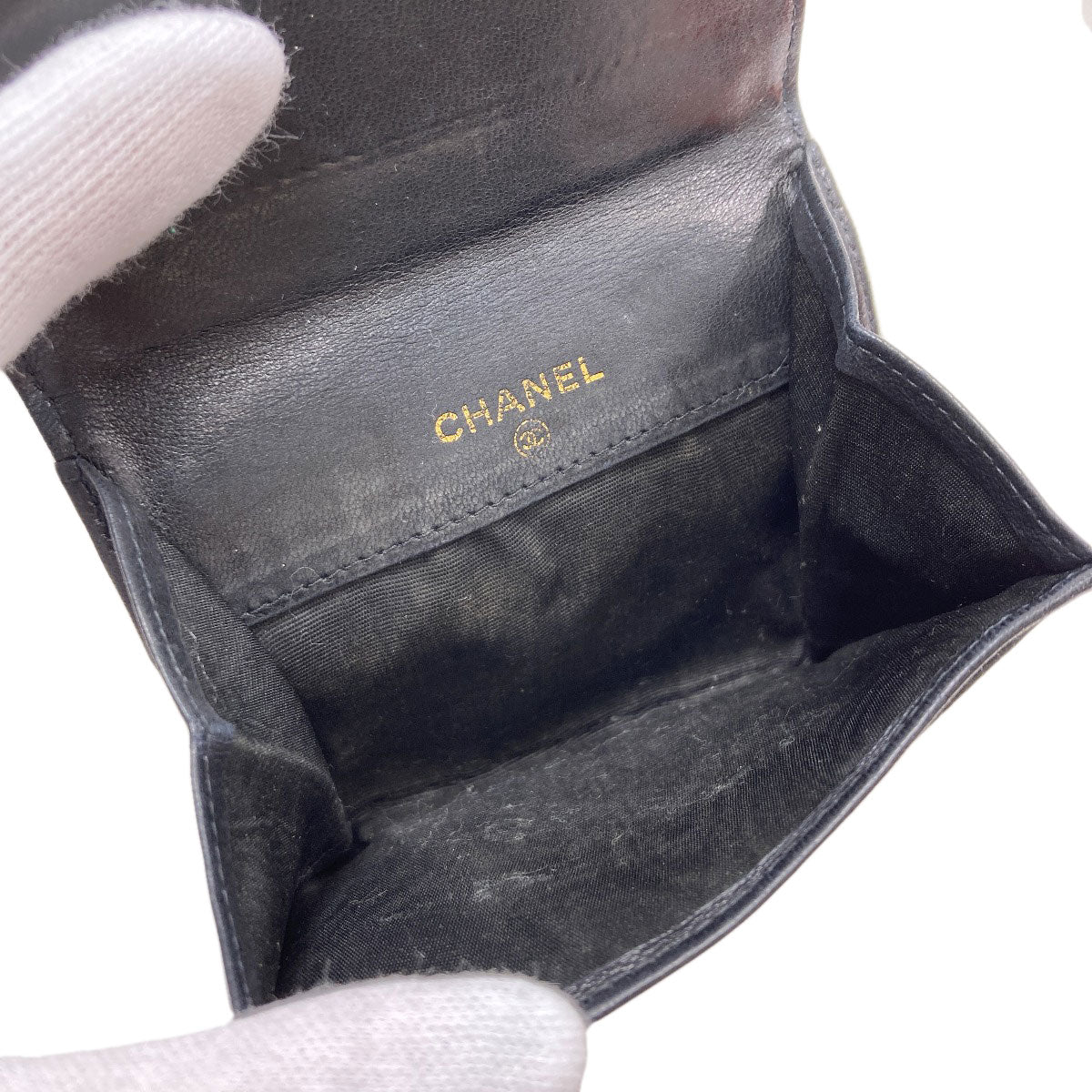 CHANEL COCO Mark Stitch GoldHardware coin purse Grained Calfskin Skin Ladies [Used]