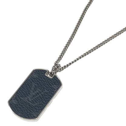 LOUIS VUITTON M63640 corrier plaque Necklace Monogram Eclipse MetalLadies [Used]