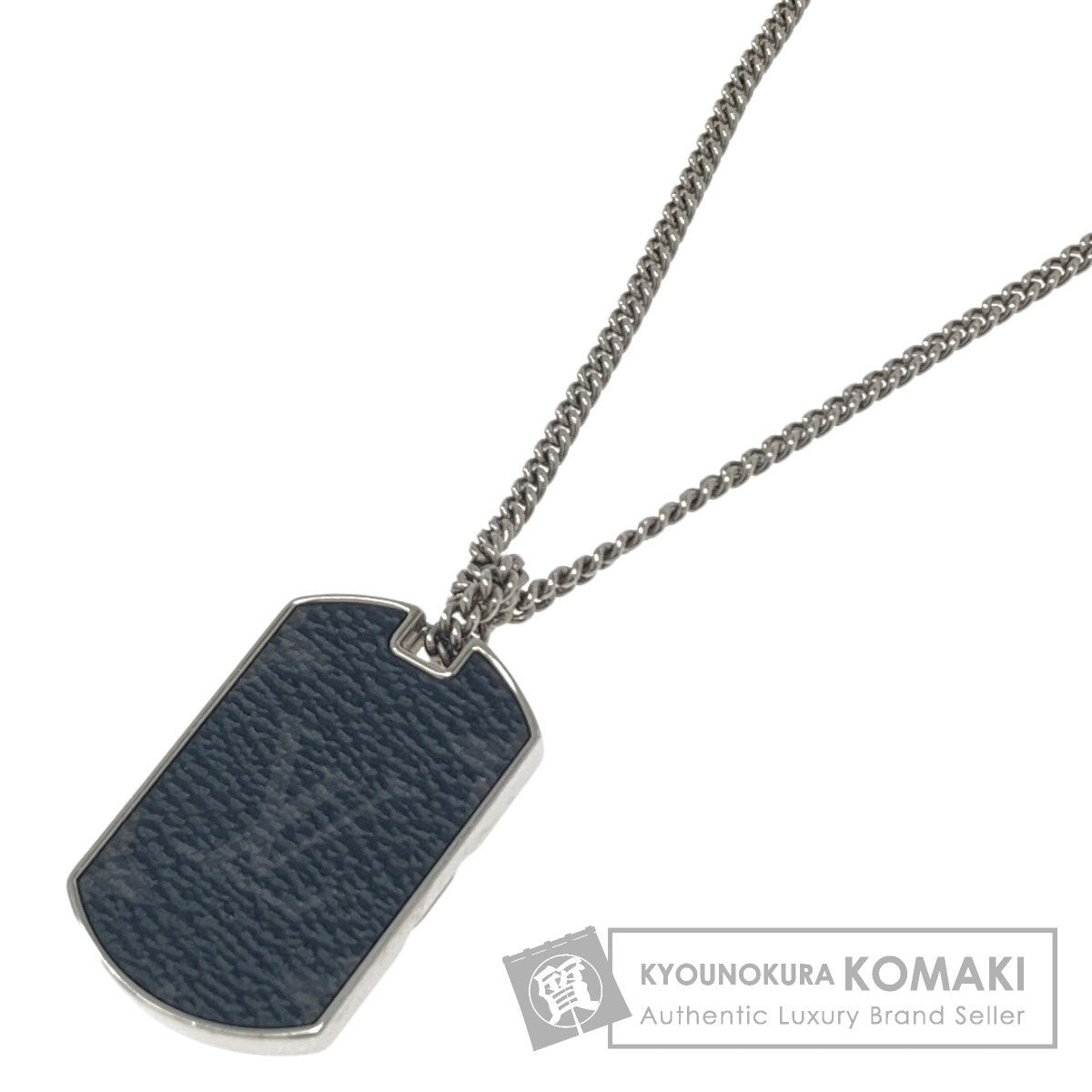 LOUIS VUITTON M63640 corrier plaque Necklace Monogram Eclipse MetalLadies [Used]