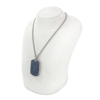 LOUIS VUITTON M63640 corrier plaque Necklace Monogram Eclipse MetalLadies [Used]
