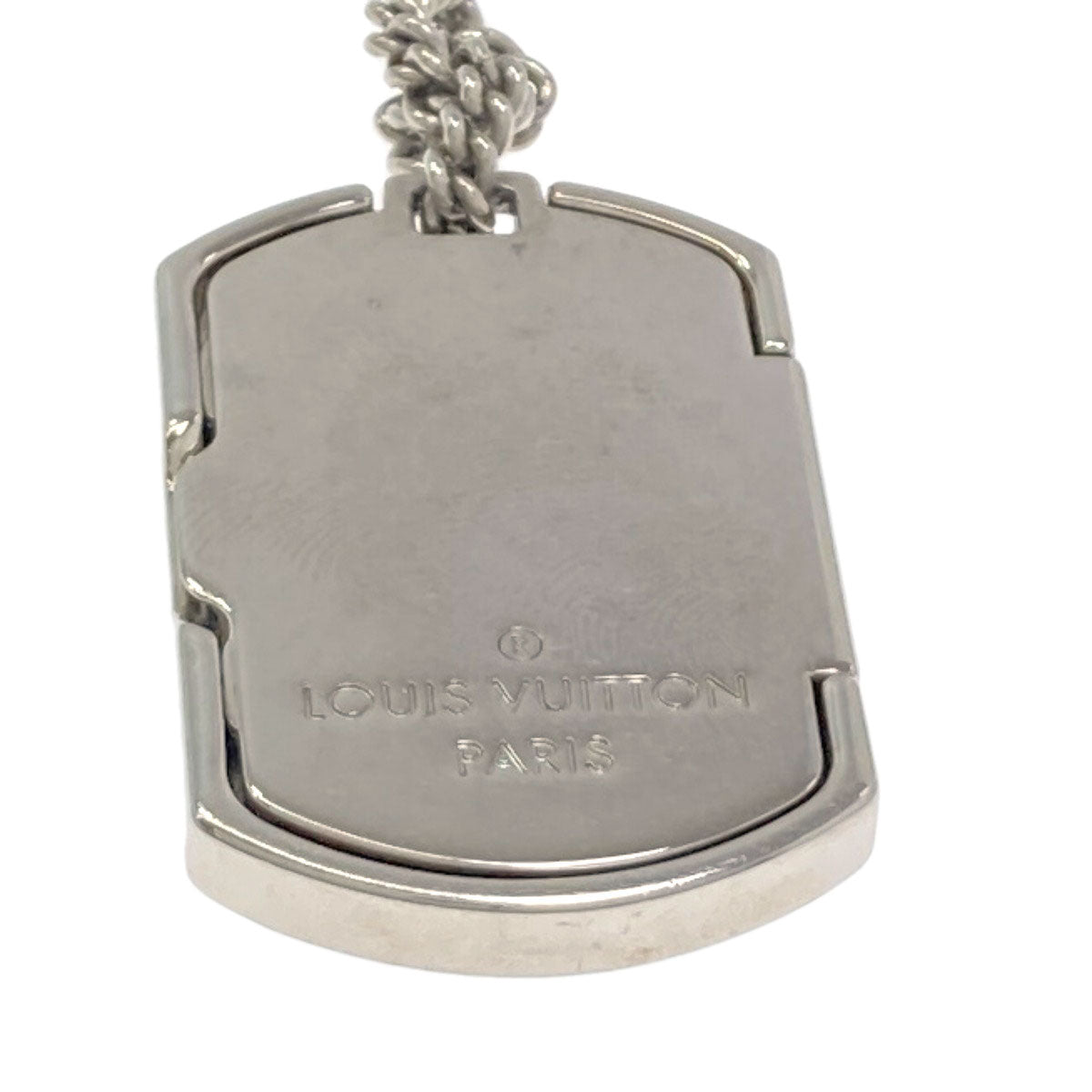 LOUIS VUITTON M63640 corrier plaque Necklace Monogram Eclipse MetalLadies [Used]