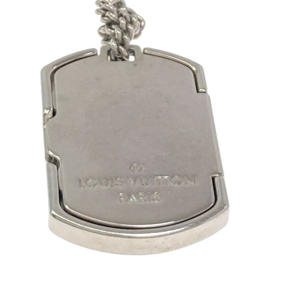 LOUIS VUITTON M63640 corrier plaque Necklace Monogram Eclipse MetalLadies [Used]
