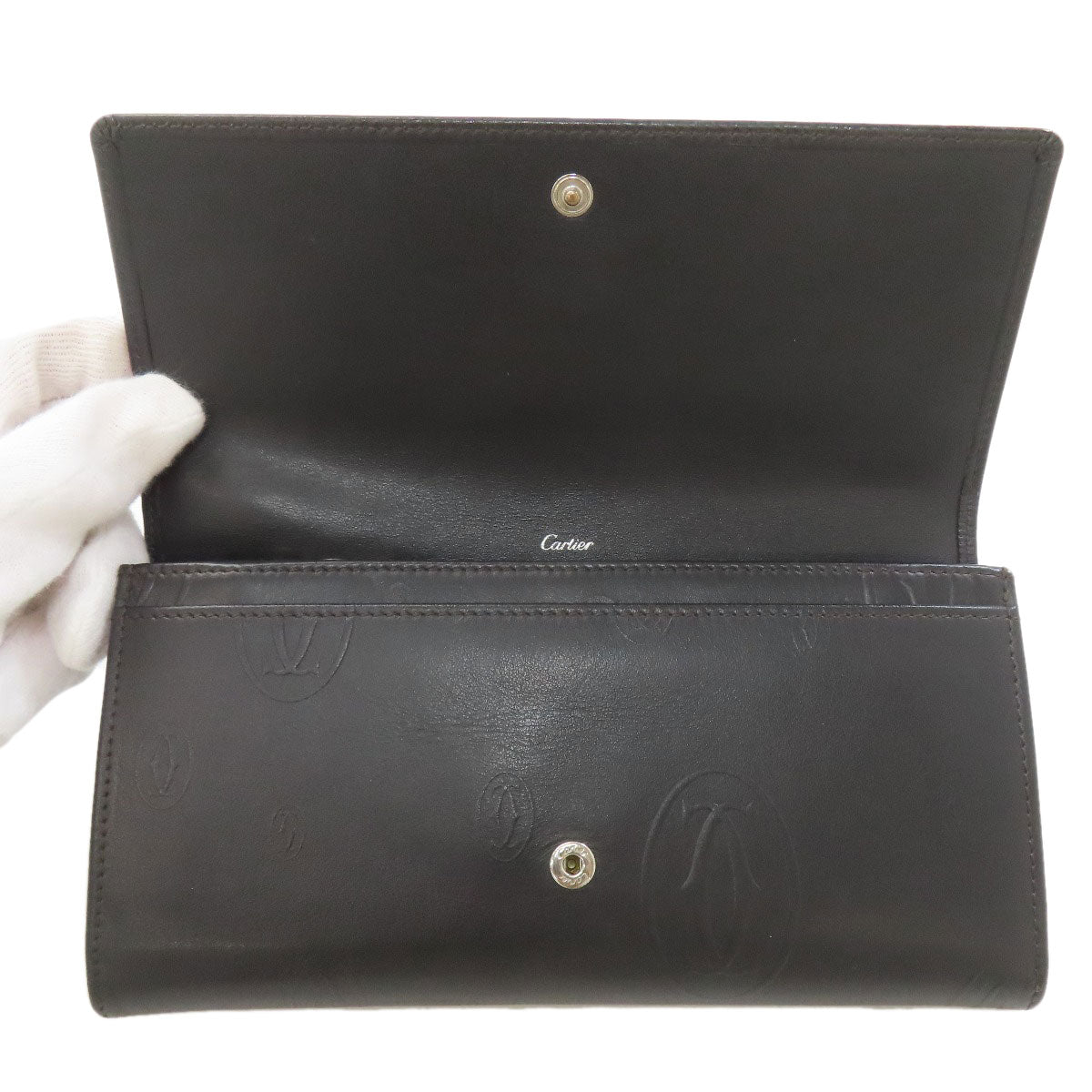 CARTIER happy Birthday Long wallet (with coin pocket) Leather Ladies [Used]