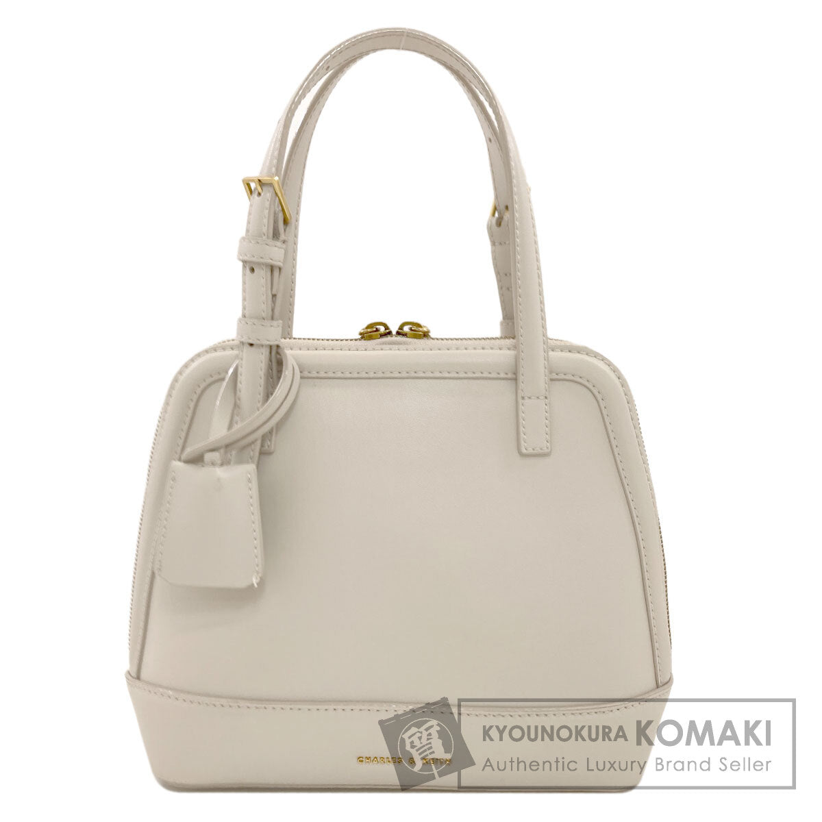 CHARLES＆KEITH Enola Textured Double Handle Structured Bag Handbag Leather Ladies [Used]