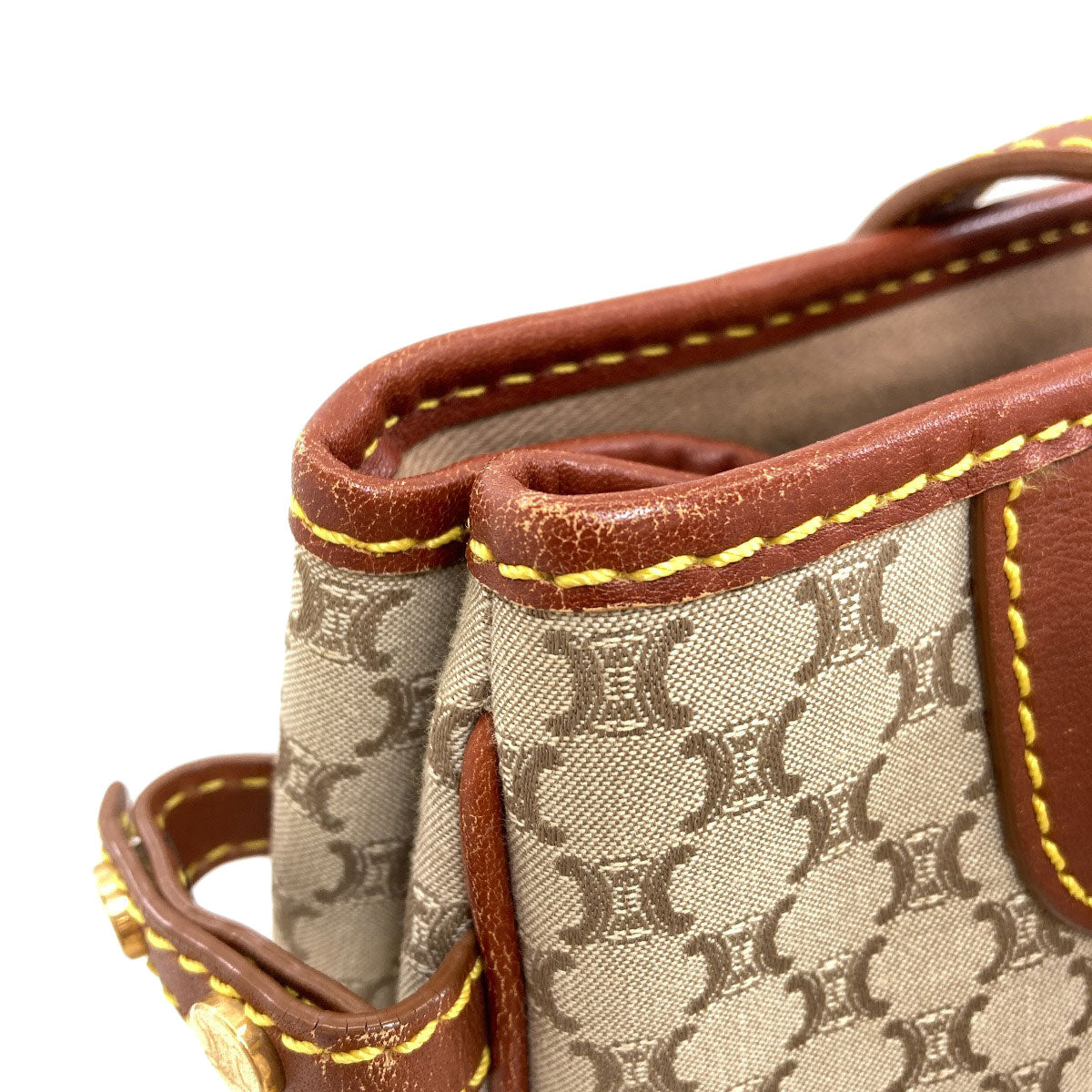 CELINE Macadam pattern Handbag Canvas LeatherLadies [Used]