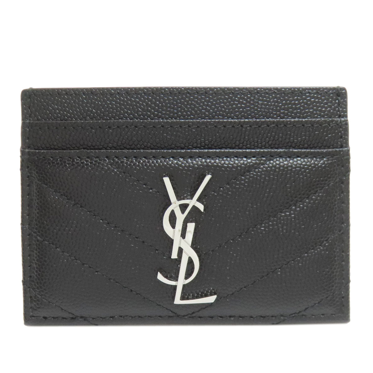 YVES SAINT LAURENT V stitch Cassandra Card Case Calf Ladies [Used]