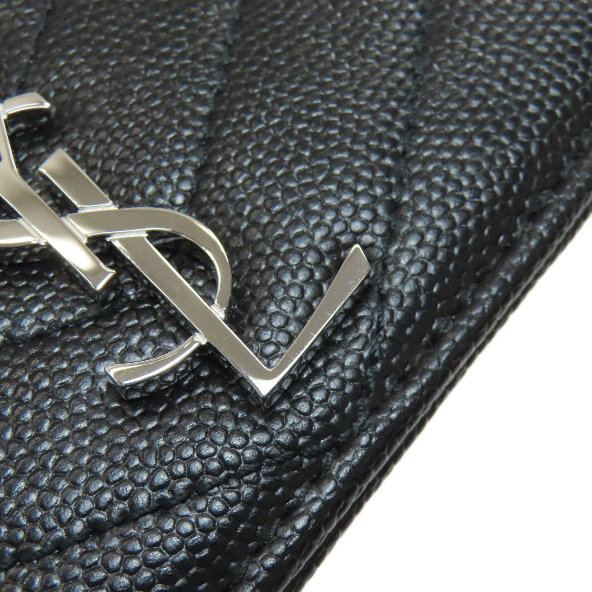 YVES SAINT LAURENT V stitch Cassandra Card Case Calf Ladies [Used]