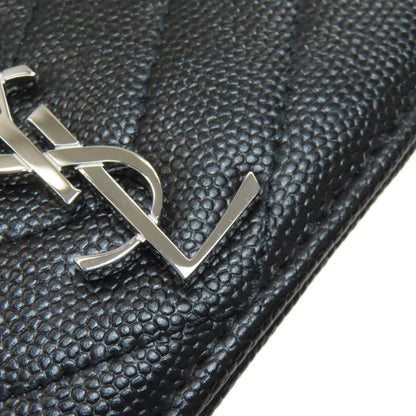 YVES SAINT LAURENT V stitch Cassandra Card Case Calf Ladies [Used]