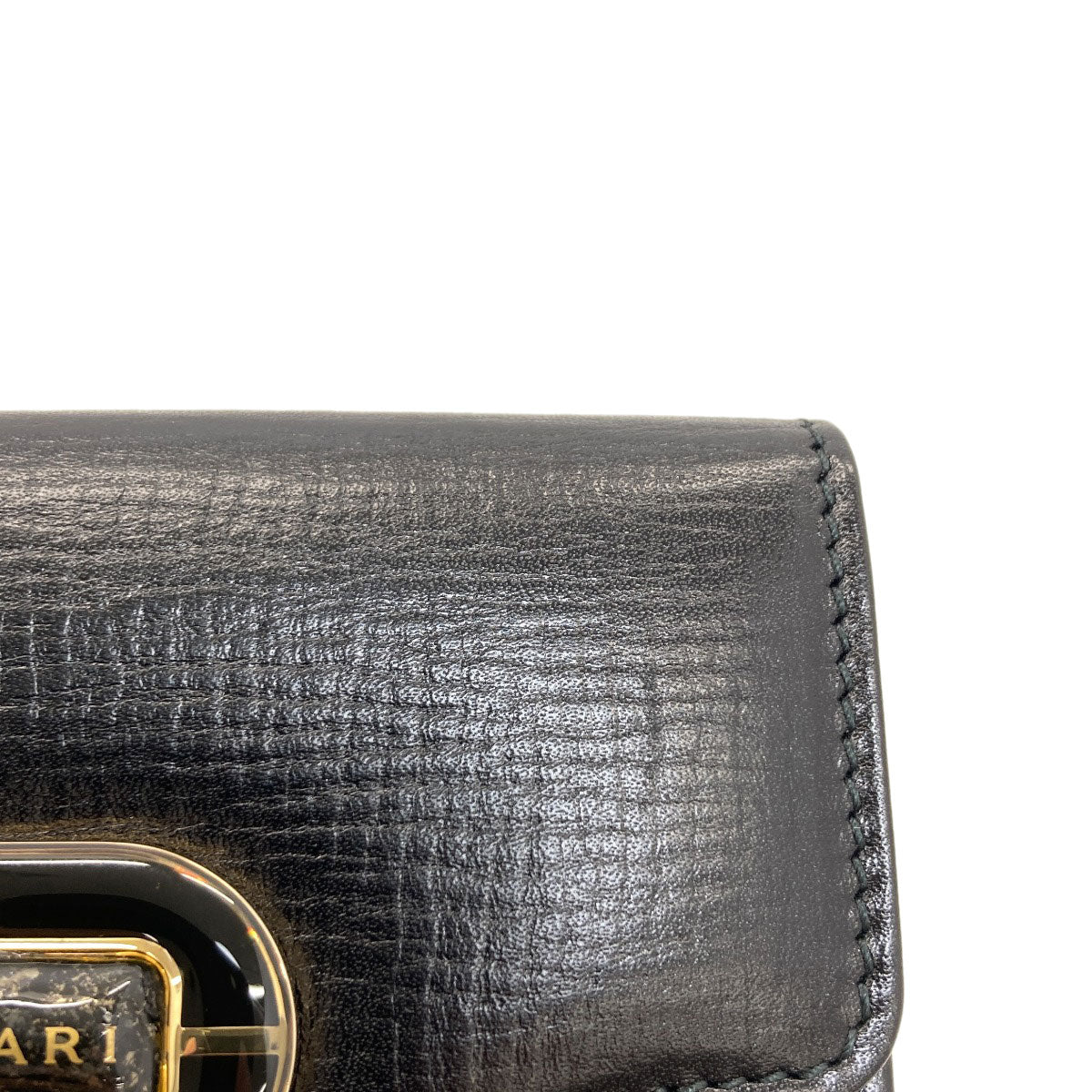 BVLGARI logo Bifold Wallet with Coin Pocket Leather Ladies [Used]