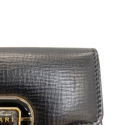 BVLGARI logo Bifold Wallet with Coin Pocket Leather Ladies [Used]
