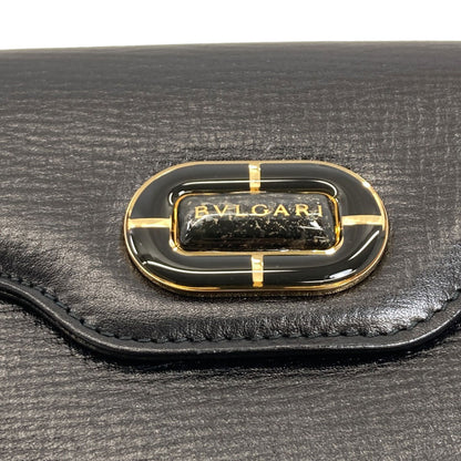 BVLGARI logo Bifold Wallet with Coin Pocket Leather Ladies [Used]