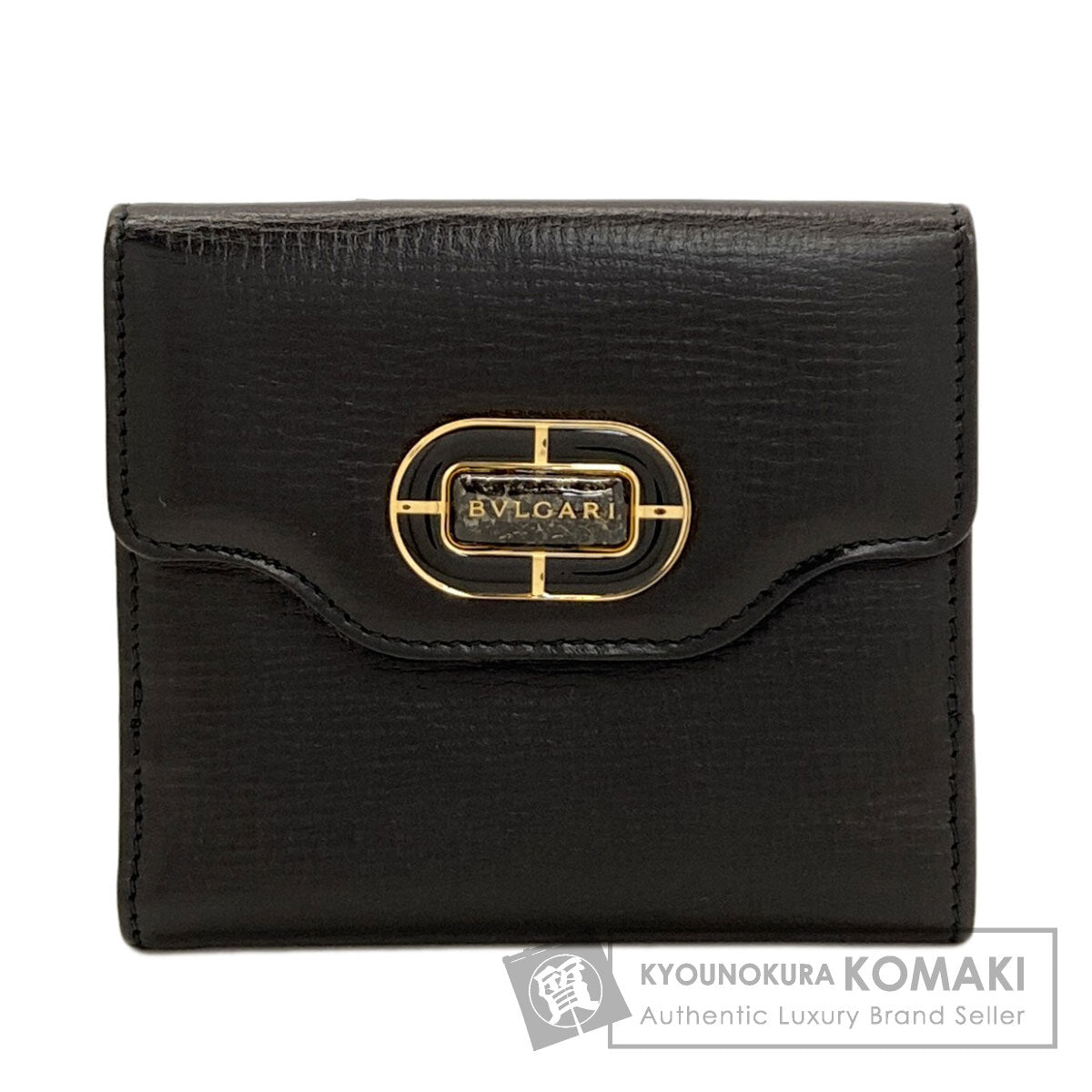 BVLGARI logo Bifold Wallet with Coin Pocket Leather Ladies [Used]
