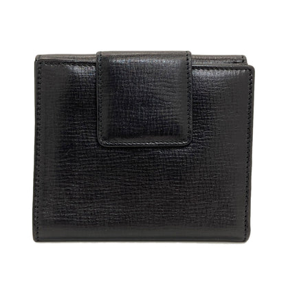 BVLGARI logo Bifold Wallet with Coin Pocket Leather Ladies [Used]