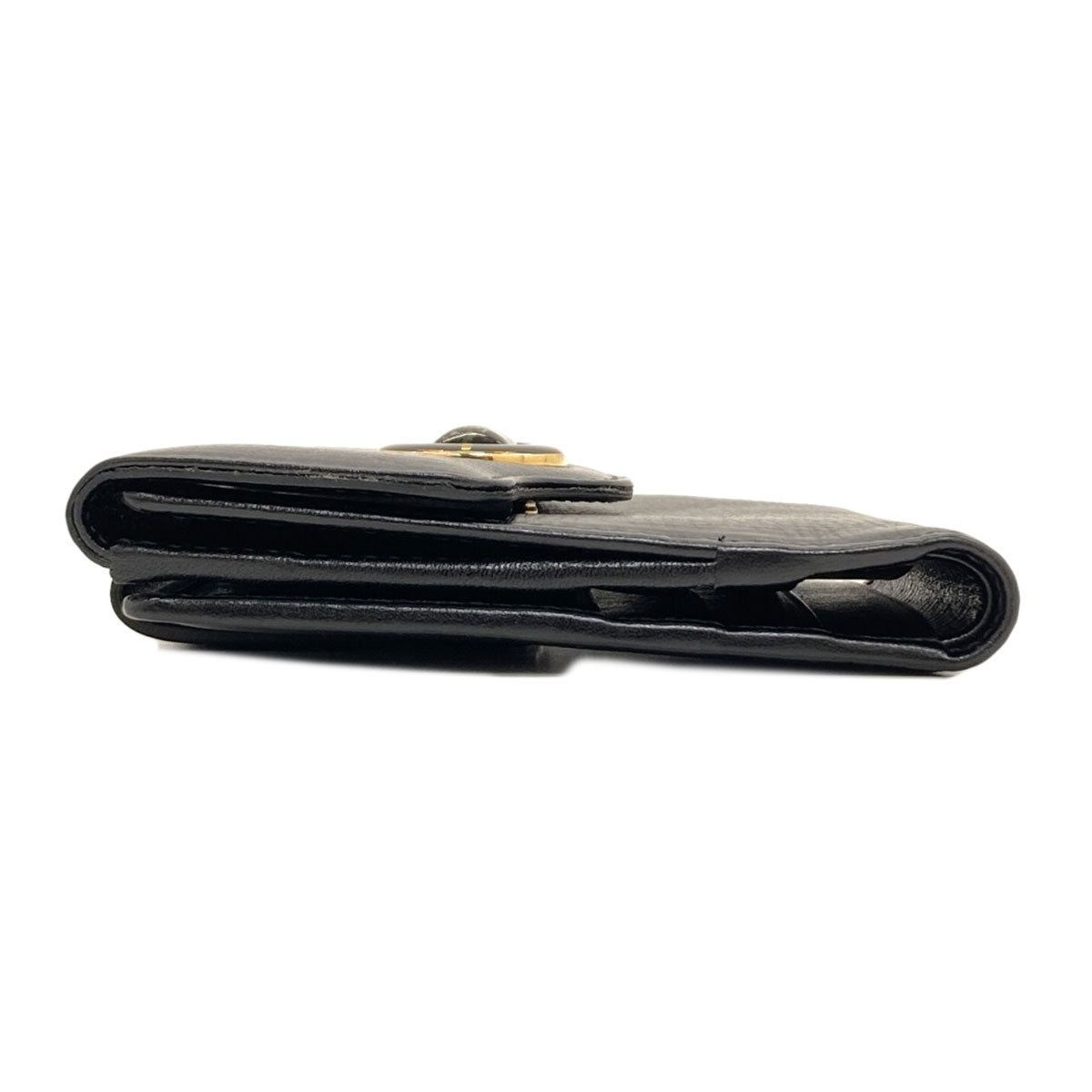 BVLGARI logo Bifold Wallet with Coin Pocket Leather Ladies [Used]