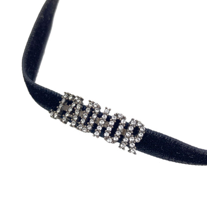 CHRISTIAN DIOR Jadior choker Velor Ladies [Used]