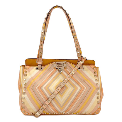 VALENTINO Studs 2WAY Handbag Leather Ladies [Used]