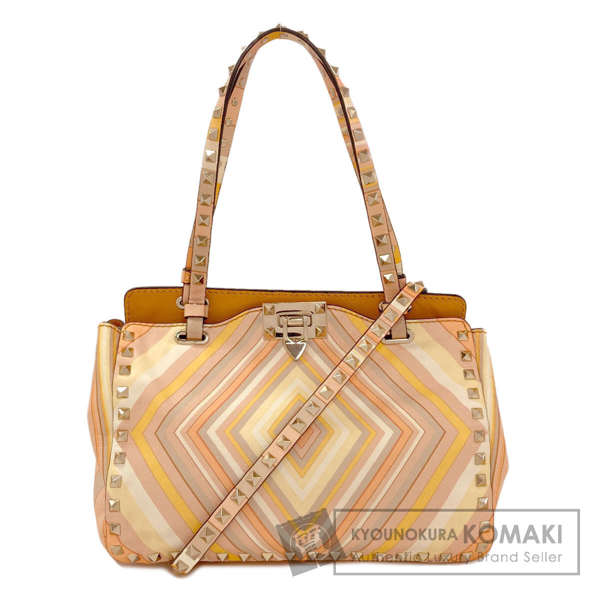 VALENTINO Studs 2WAY Handbag Leather Ladies [Used]