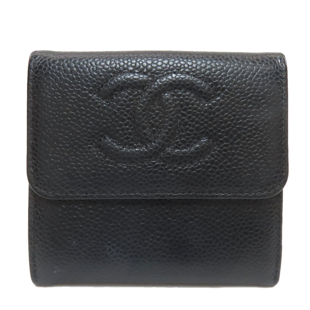 CHANEL Double Sided COCO Mark GoldHardware Tri-fold wallet (with Coin Pocket) Grained Calfskin Skin Ladies [Used]