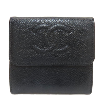 CHANEL Double Sided COCO Mark GoldHardware Tri-fold wallet (with Coin Pocket) Grained Calfskin Skin Ladies [Used]