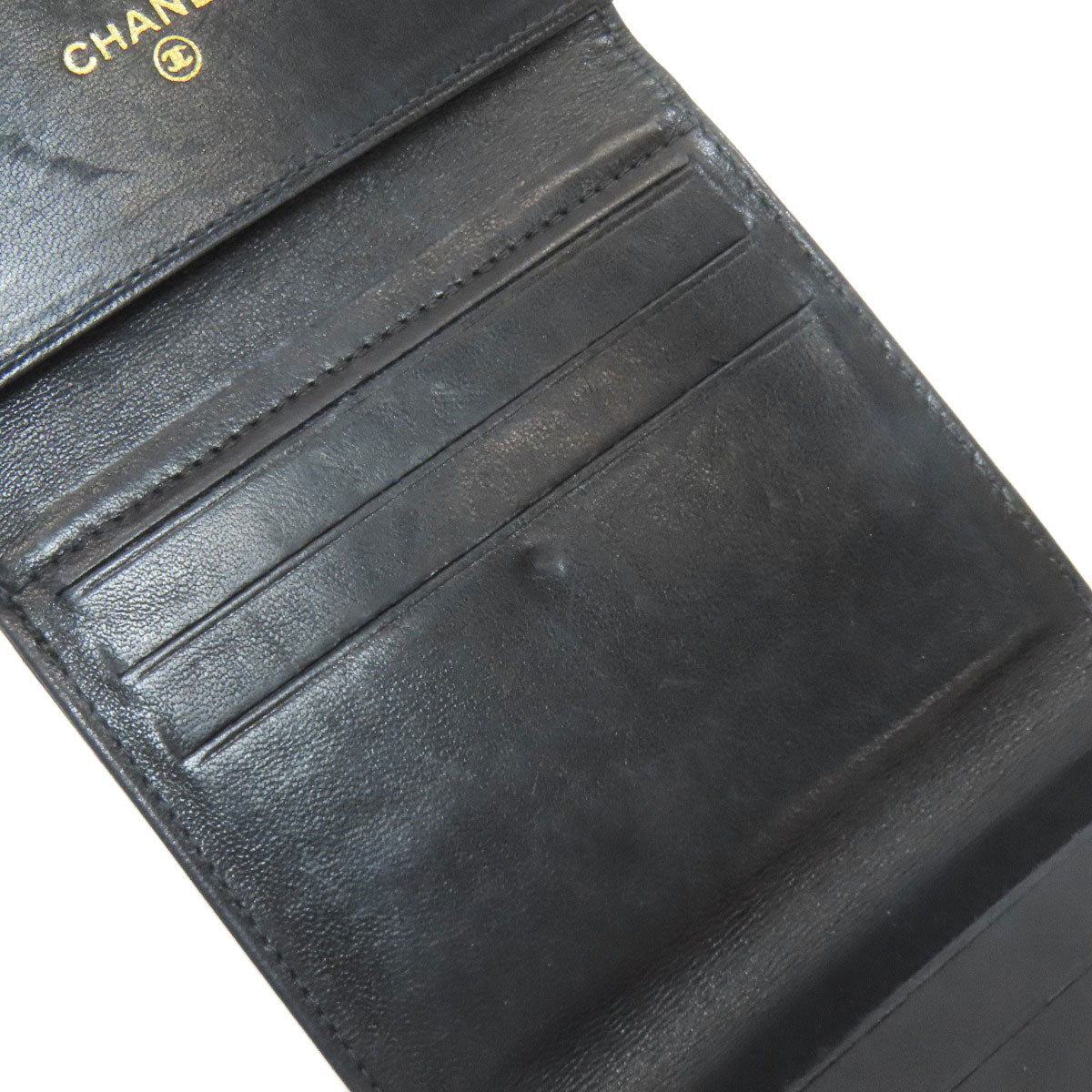 CHANEL Double Sided COCO Mark GoldHardware Tri-fold wallet (with Coin Pocket) Grained Calfskin Skin Ladies [Used]
