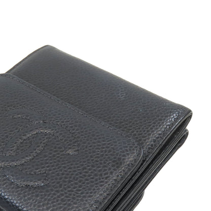 CHANEL Double Sided COCO Mark GoldHardware Tri-fold wallet (with Coin Pocket) Grained Calfskin Skin Ladies [Used]