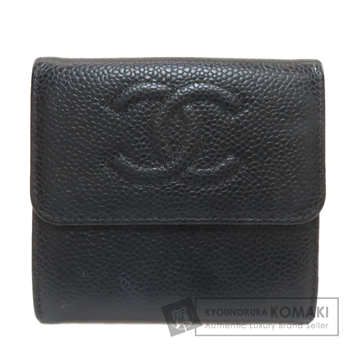 CHANEL Double Sided COCO Mark GoldHardware Tri-fold wallet (with Coin Pocket) Grained Calfskin Skin Ladies [Used]