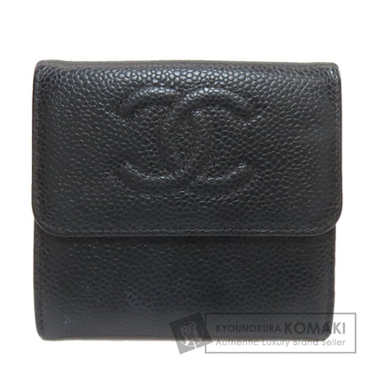 CHANEL Double Sided COCO Mark GoldHardware Tri-fold wallet (with Coin Pocket) Grained Calfskin Skin Ladies [Used]