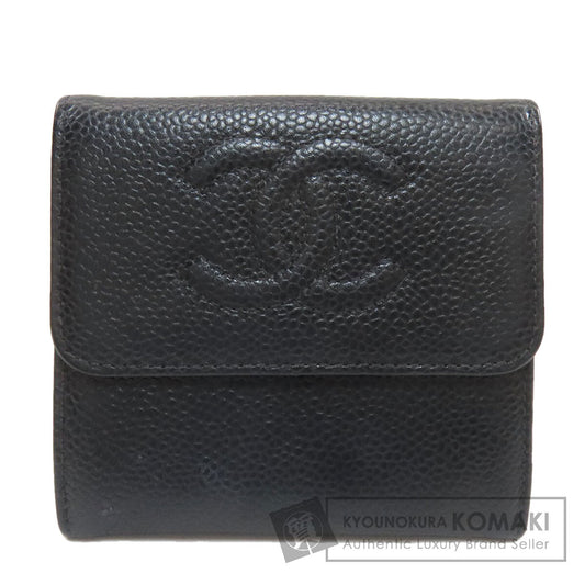 CHANEL Double Sided COCO Mark GoldHardware Tri-fold wallet (with Coin Pocket) Grained Calfskin Skin Ladies [Used]