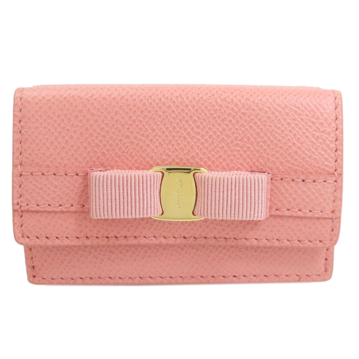 Salvatore Ferragamo Vara ribbon Bifold Wallet with Coin Pocket Leather Ladies [Used]