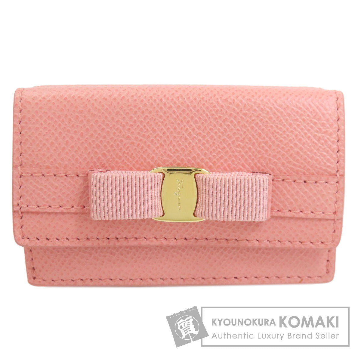 Salvatore Ferragamo Vara ribbon Bifold Wallet with Coin Pocket Leather Ladies [Used]